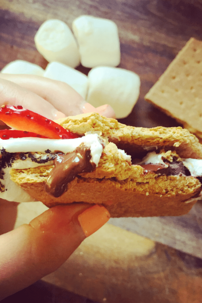 gooey marshmallows smushed with chocolate and some strawberry for a twist!