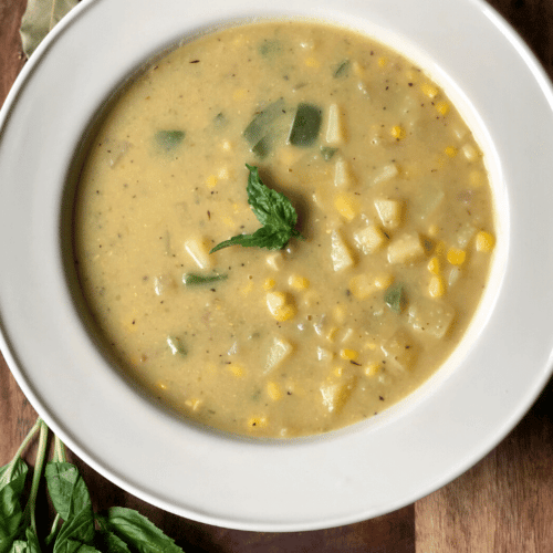 Corn Chowder with Potatoes and Basil