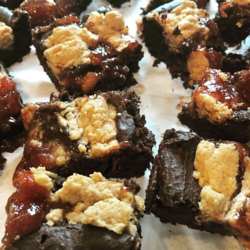Black Bean Peanut Butter and Jelly Brownies